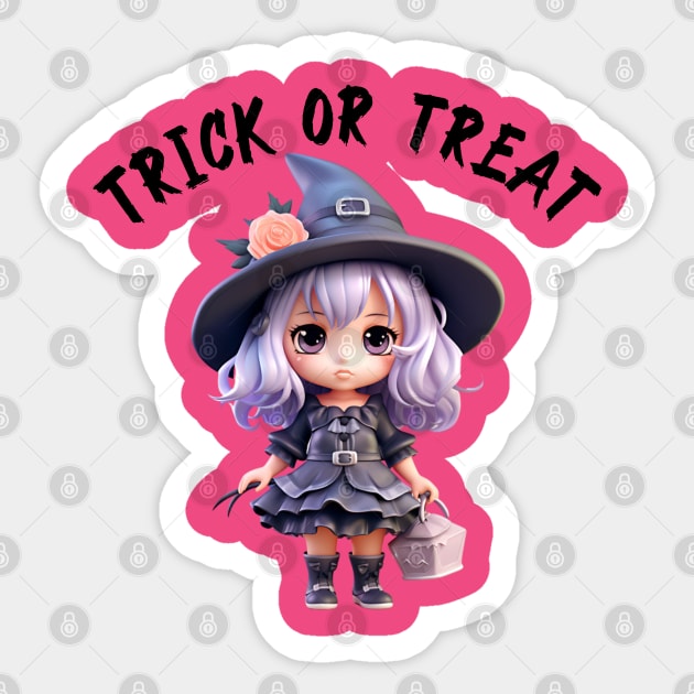 Trick or Treat Little Girl Witch Sticker by ATexasbelledesigns